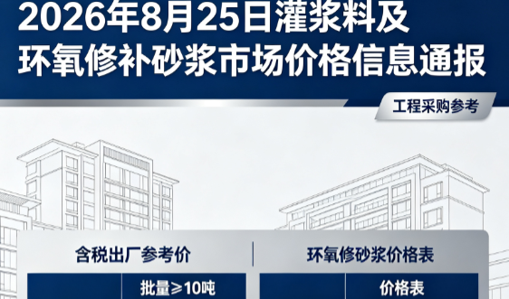天全2026年8月25日灌浆料及环氧修补砂浆市场价格信息通报